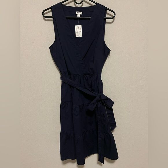 J Crew Factory NWT Faux-wrap Sleeveless Mini Dress Size 10 Navy Blue (Runs Small - Picture 5 of 8